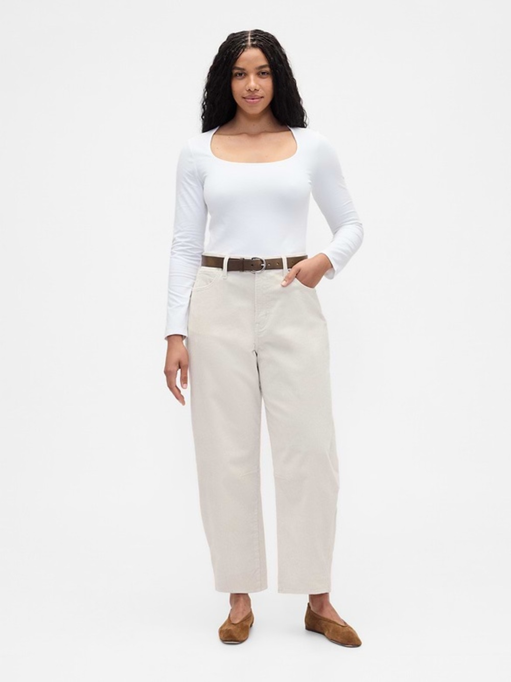 Gap High Rise Barrel Corduroy Pants Tan Chino Size 14/32R NWT